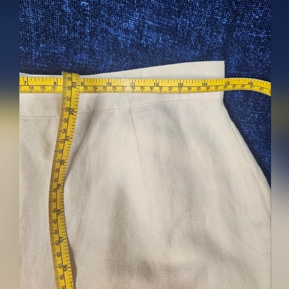 New Vintage Oatmeal Cream Flax Linen Pencil Skirt 46 Medium - Picture 7 of 11
